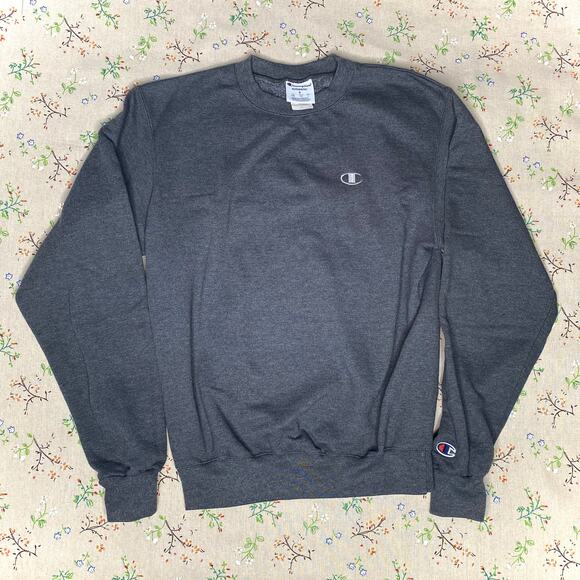Champion Fleece Pullover Sweatshirt Crewneck Gray Small Workout Casual Lounge - Picture 1 of 3